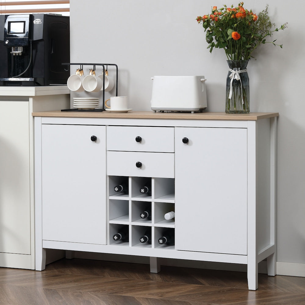 Sideborad with Wine Rack, Buffet Cabinet for Living room, Black Handle