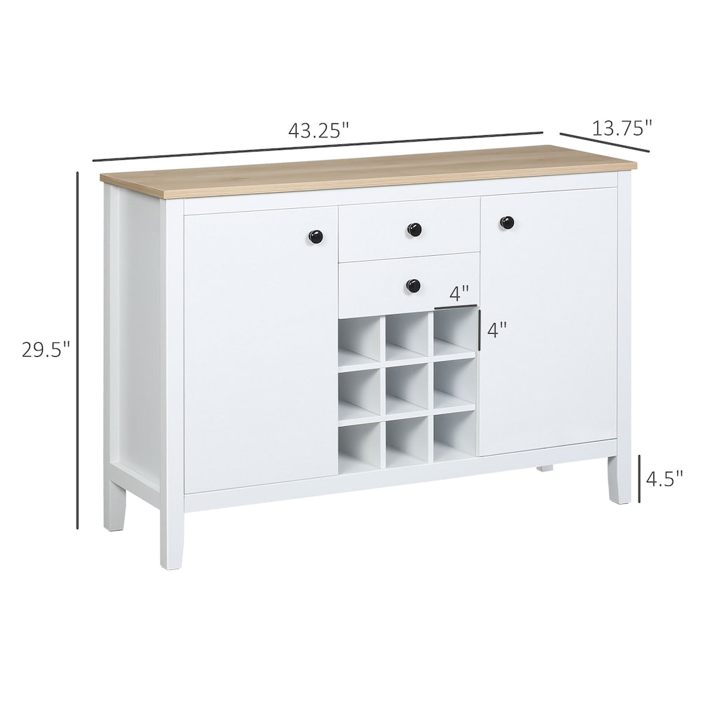 Sideborad with Wine Rack, Buffet Cabinet for Living room, Black Handle