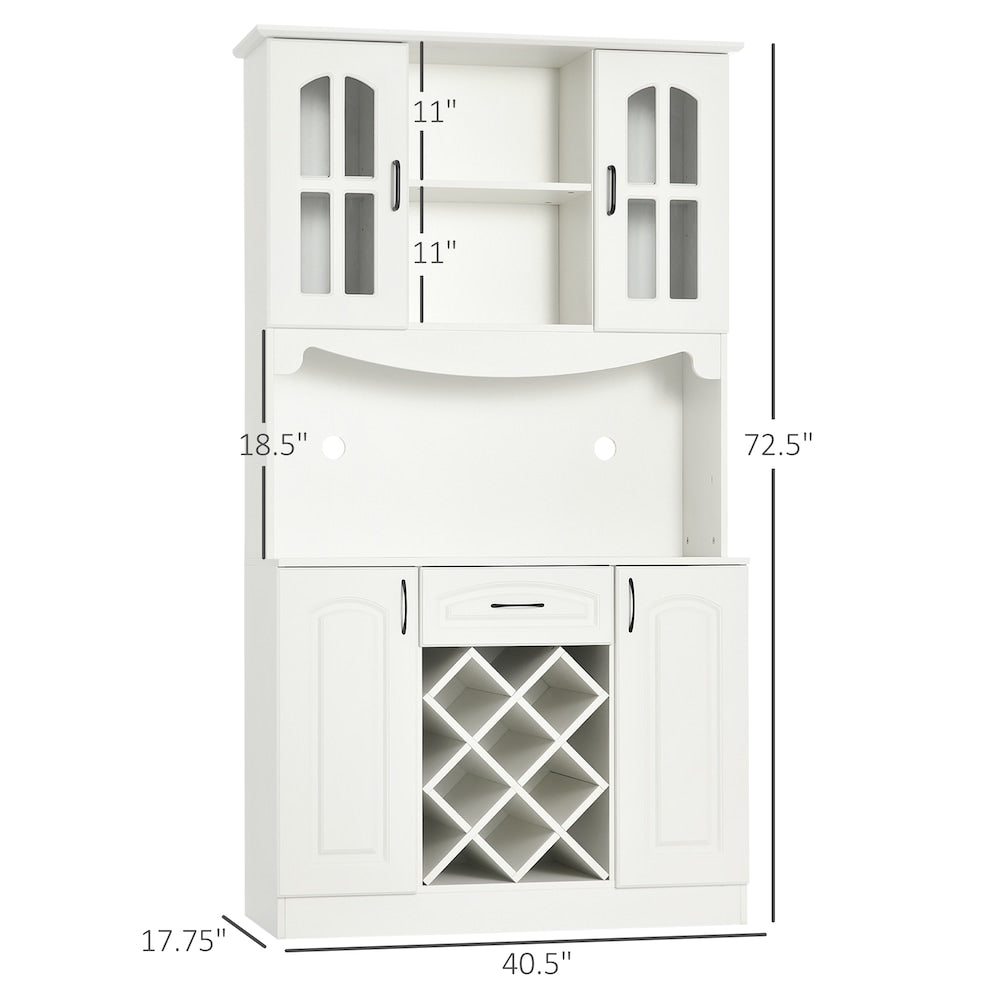 72.4-inch Kitchen Buffet Hutch Pantry with Drawer, 6-bottle Wine Rack