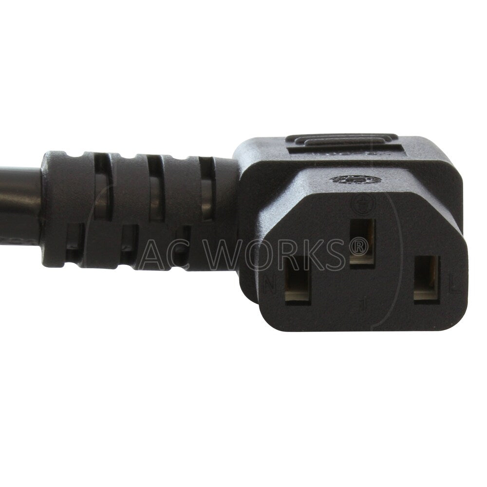 20FT 14/3 15A Medical Grade Power Cord with Right Angle IEC C13