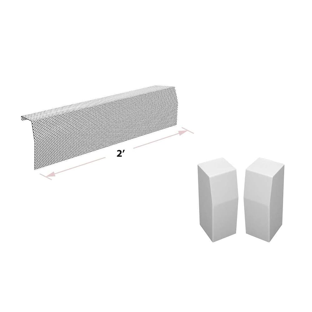 Premium Series 2 ft. Galvanized Steel Easy Slip-On Baseboard Heater Cover + End Caps Bundle in White