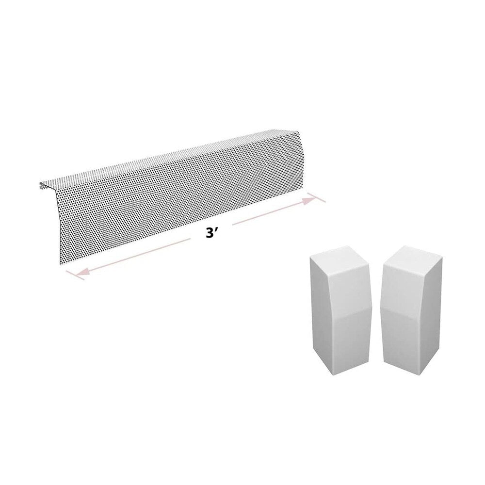 Premium Series 3 ft. Galvanized Steel Easy Slip-On Baseboard Heater Cover + End Caps Bundle in White