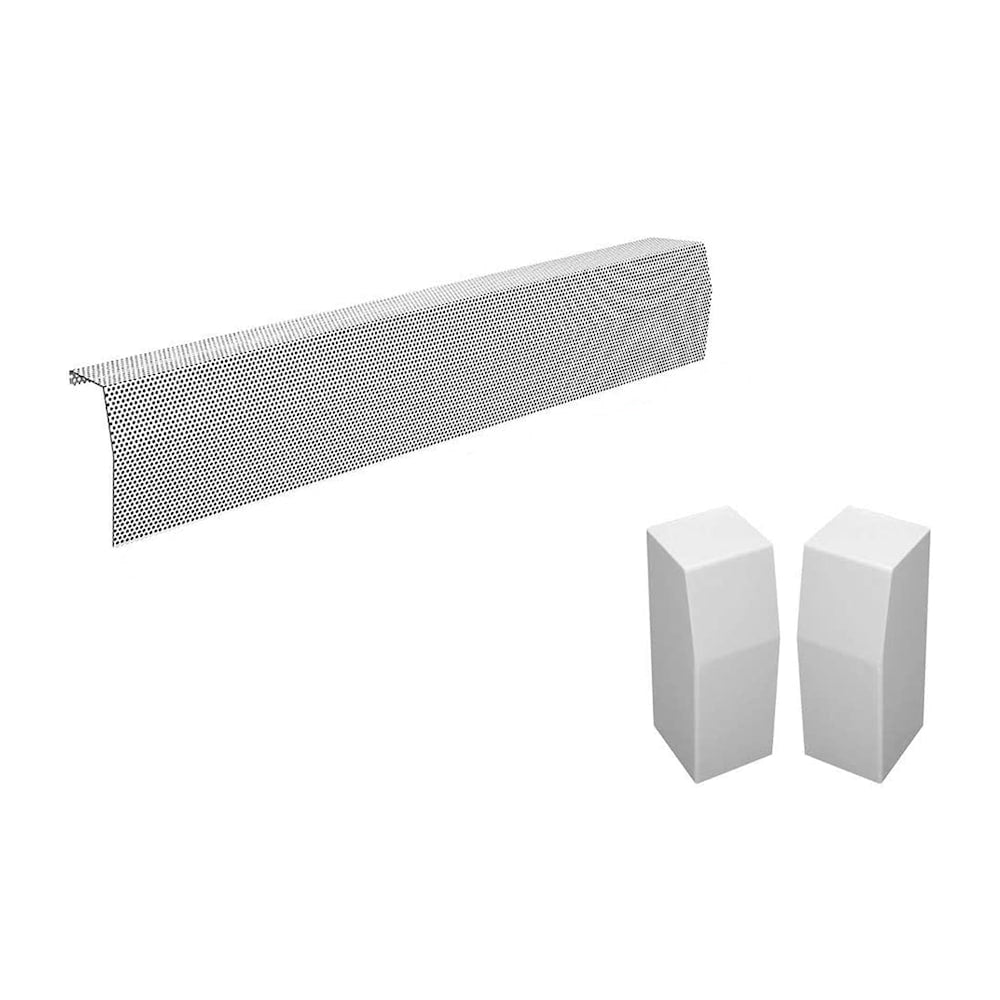 Premium Series 4 ft. Galvanized Steel Easy Slip-On Baseboard Heater Cover + End Caps Bundle in White