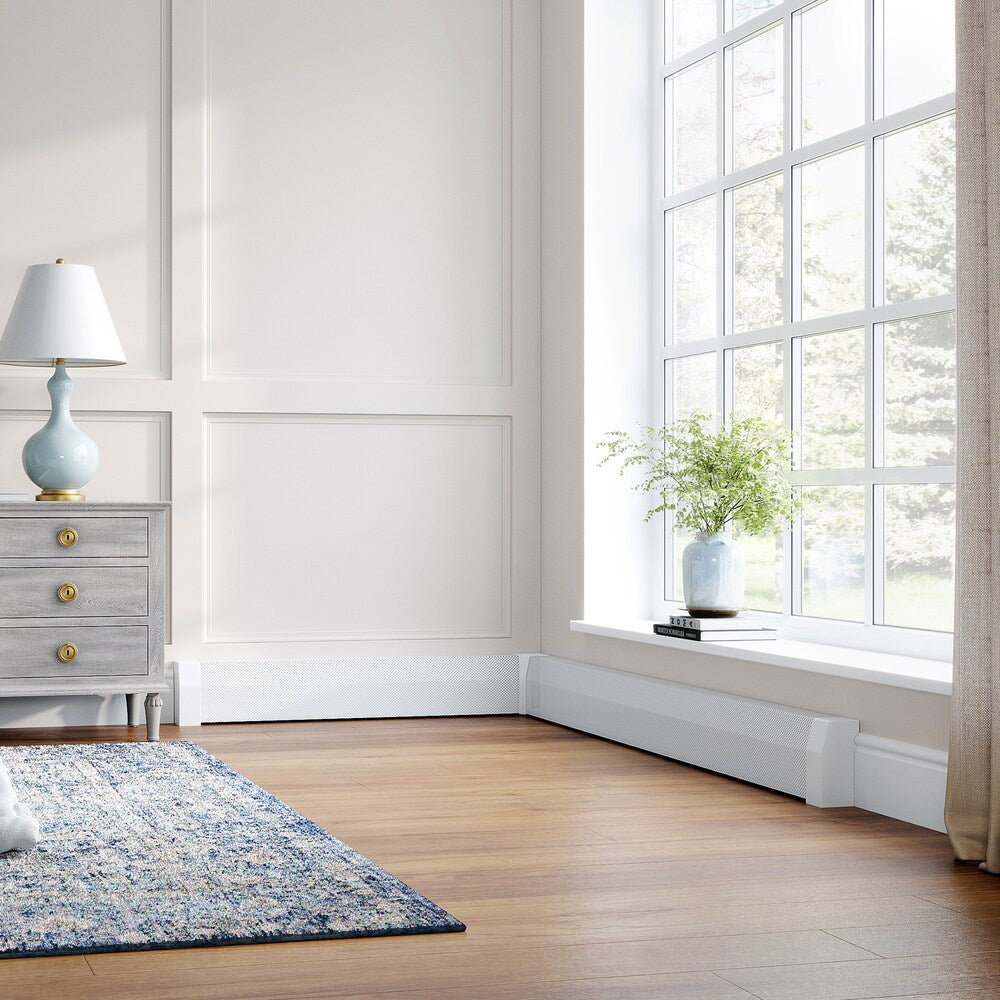Premium Series 4 ft. Galvanized Steel Easy Slip-On Baseboard Heater Cover + End Caps Bundle in White