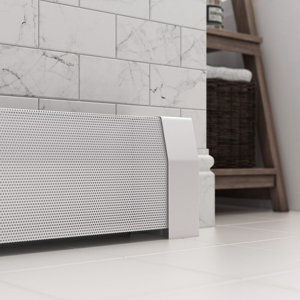 Premium Series 4 ft. Galvanized Steel Easy Slip-On Baseboard Heater Cover + End Caps Bundle in White
