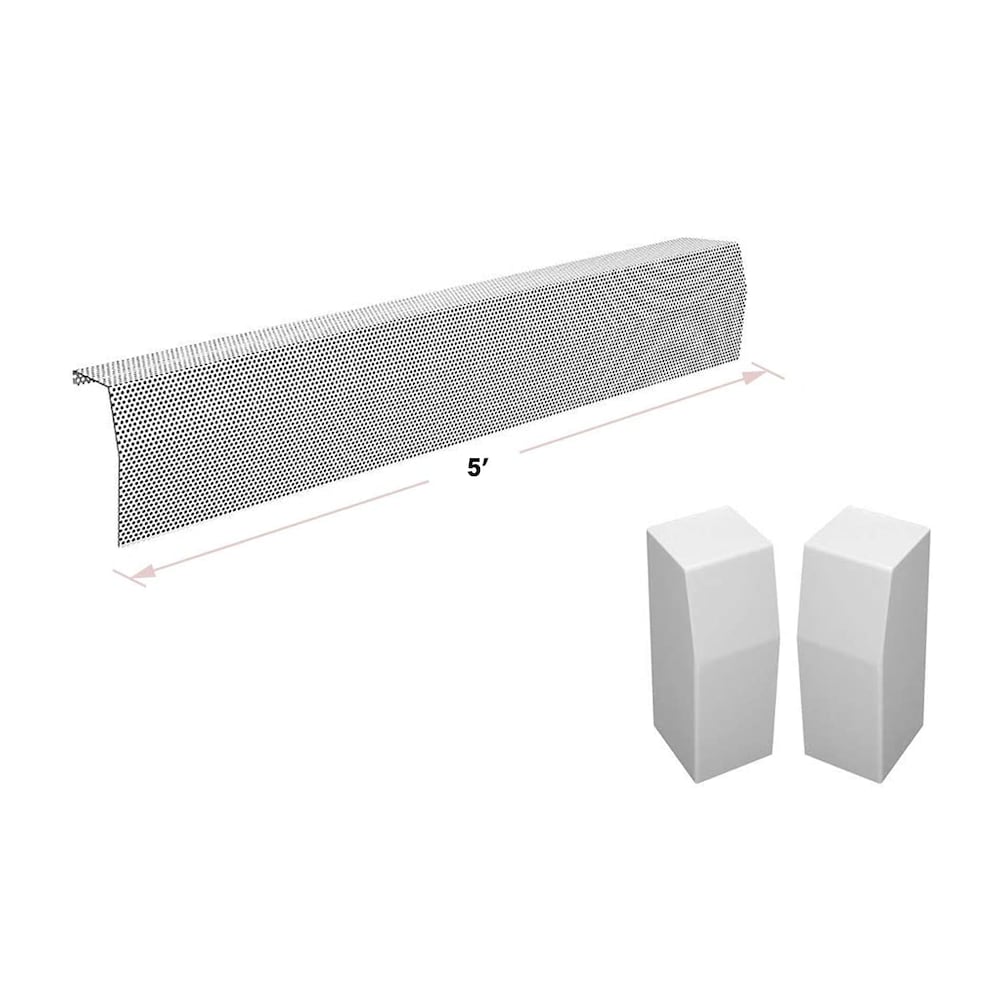 Premium Series 5 ft. Galvanized Steel Easy Slip-On Baseboard Heater Cover + End Caps Bundle in White