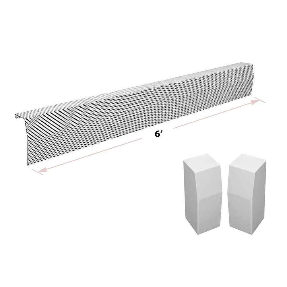 Premium Series 6 ft. Galvanized Steel Easy Slip-On Baseboard Heater Cover + End Caps Bundle in White