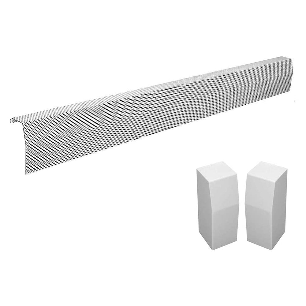 Premium Series 7 ft. Galvanized Steel Easy Slip-On Baseboard Heater Cover + End Caps Bundle in White