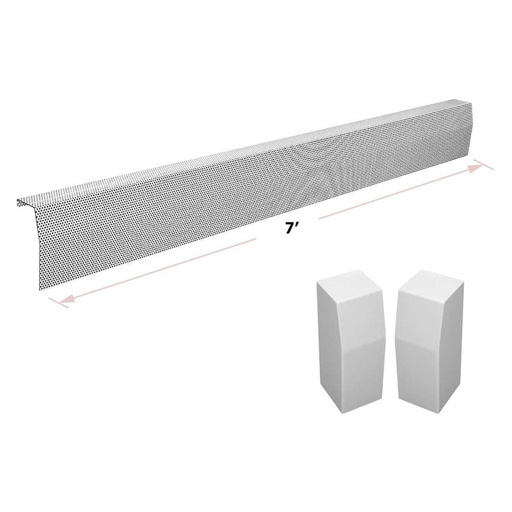 Premium Series 7 ft. Galvanized Steel Easy Slip-On Baseboard Heater Cover + End Caps Bundle in White