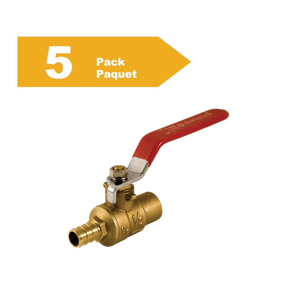 1/2-inch Solder x PEX Brass Ball Valve Pack of 5