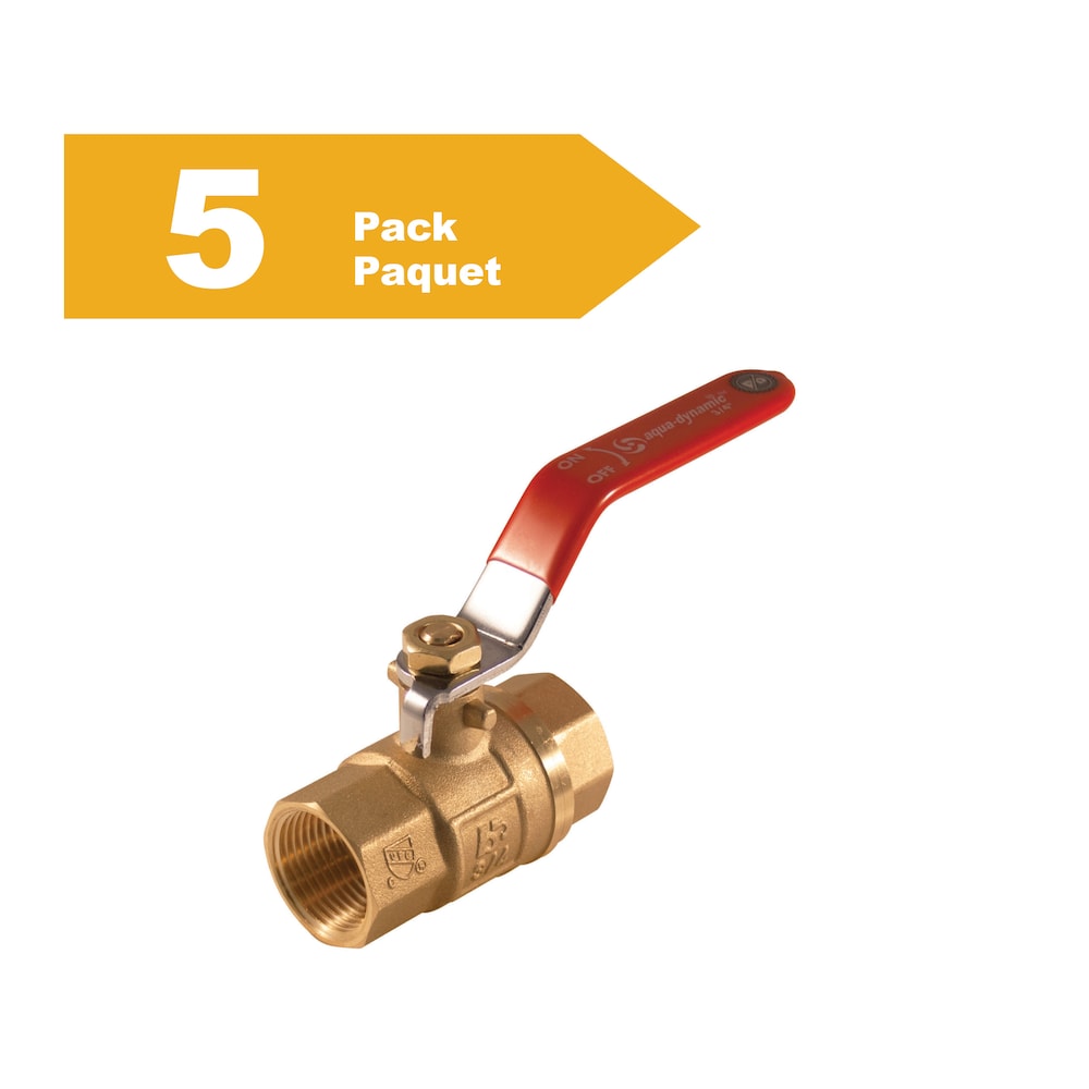 1/4-inch Threaded Brass Full Port Ball Valve Pack of 5