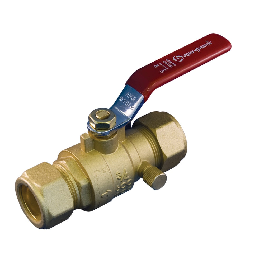 1/2-inch Compression with Drain Brass Full Port Ball Valve Pack of 3
