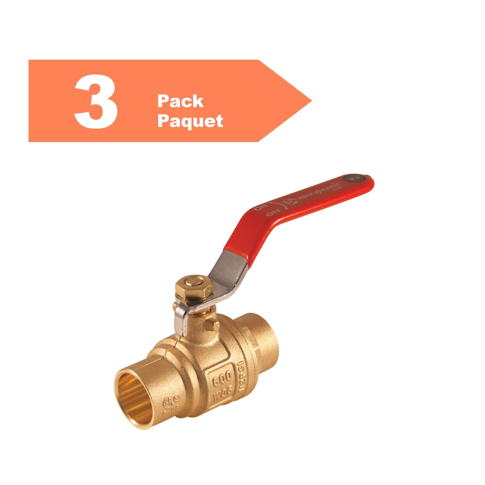 1-inch Solder Brass Full Port Ball Valve Pack of 3