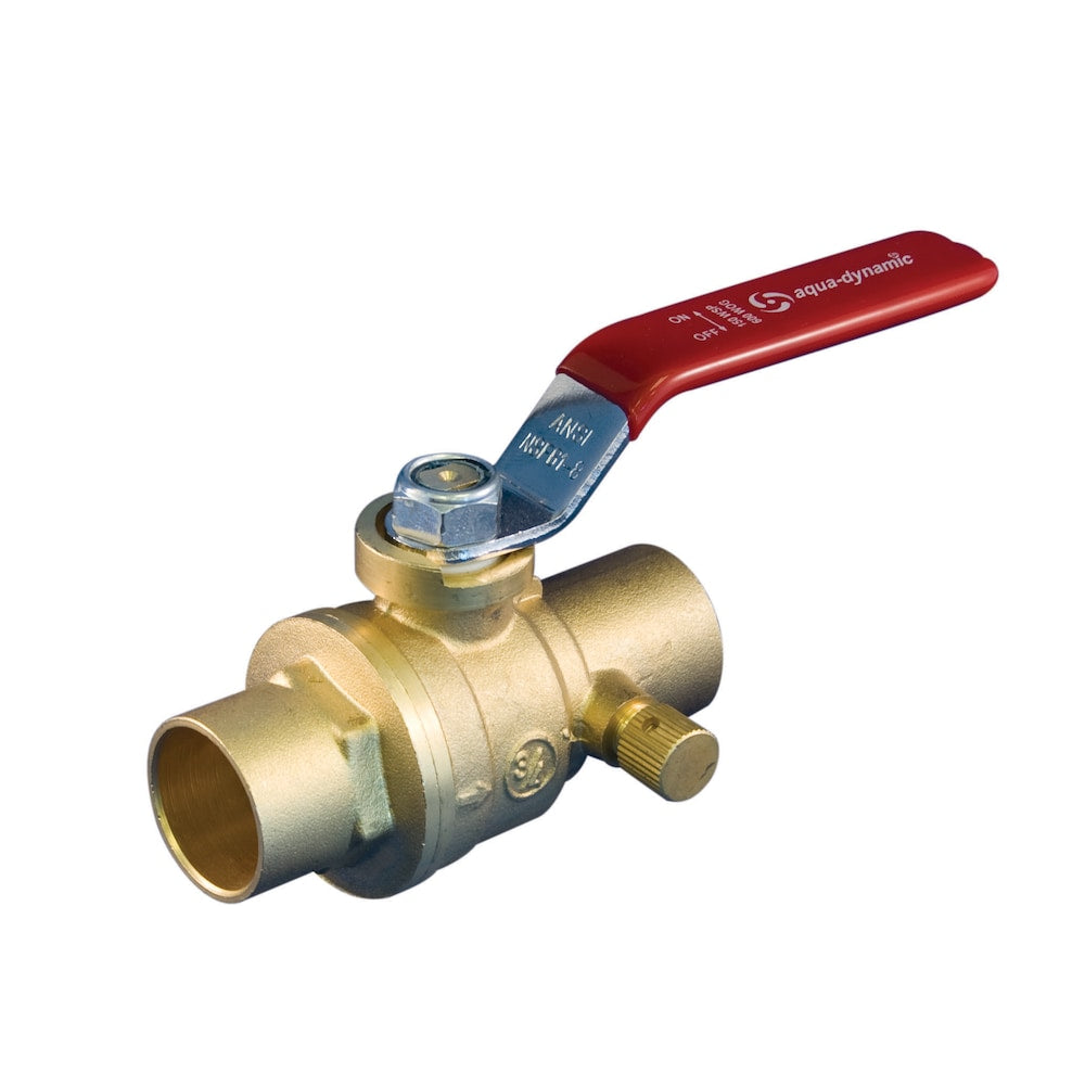 1-inch Solder Brass Full Port Ball Valve with Drain