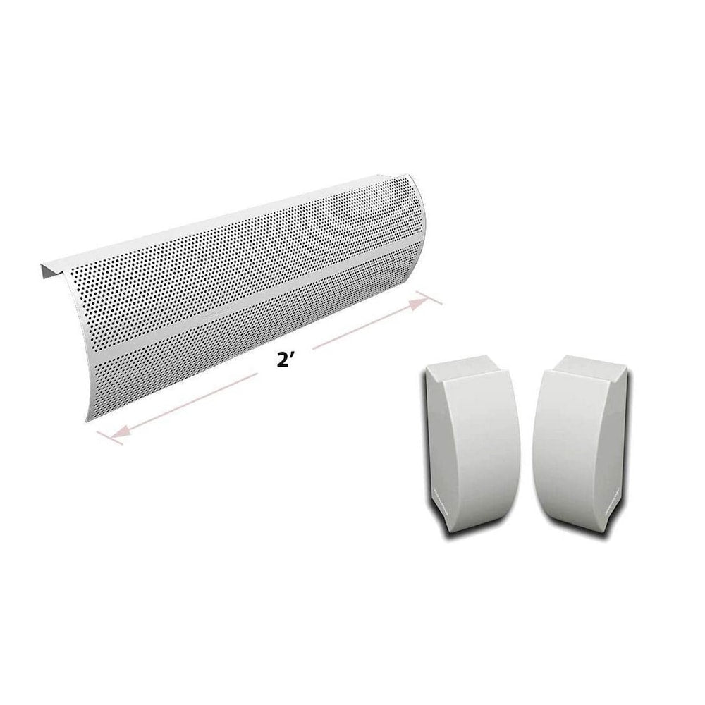 Elliptus Series 2 ft. Galvanized Steel Easy Slip-On Baseboard Heater Cover + Endcaps Bundle in White