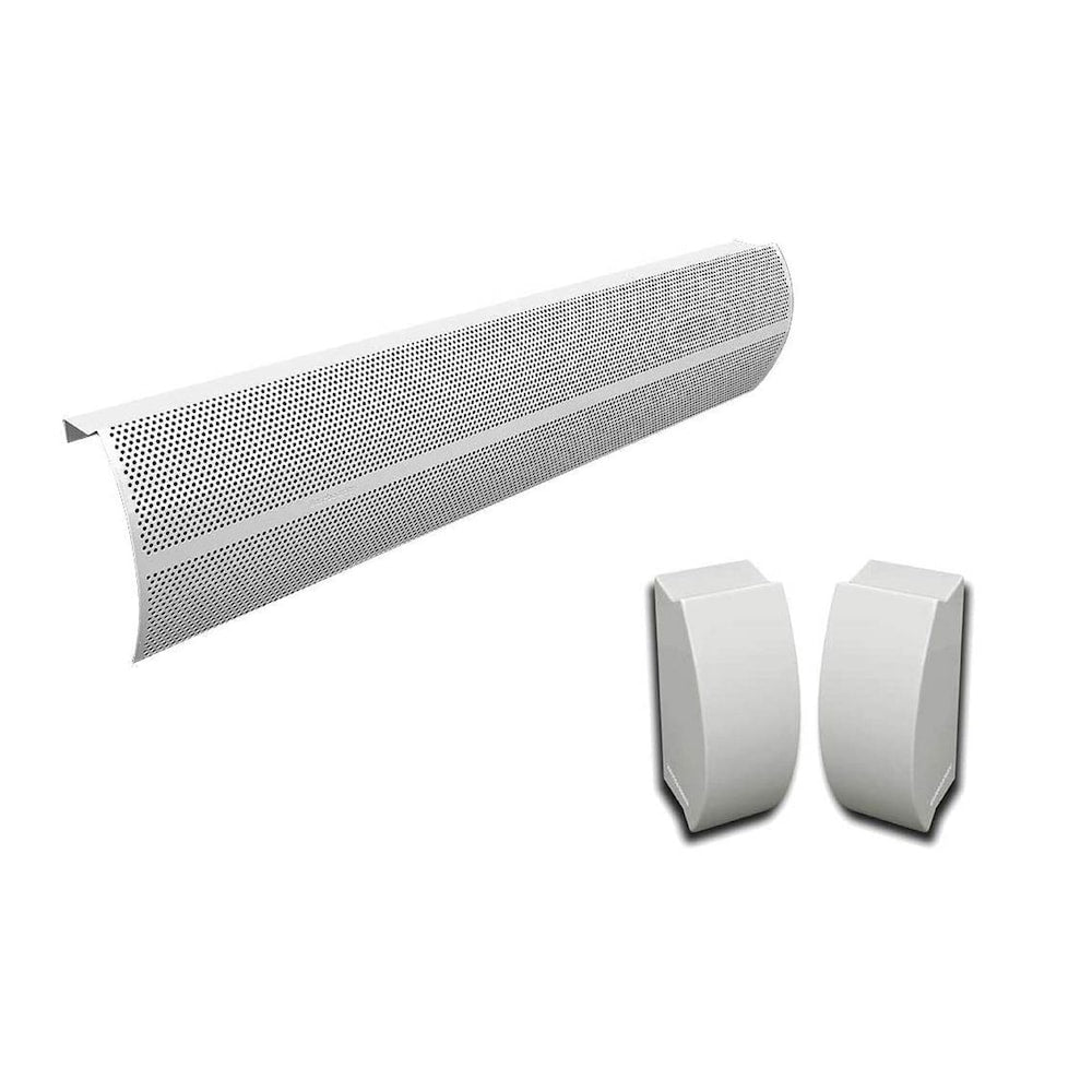 Elliptus Series 3 ft. Galvanized Steel Easy Slip-On Baseboard Heater Cover + Endcaps Bundle in White