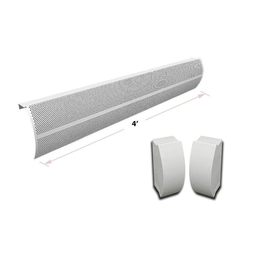 Elliptus Series 4 ft. Galvanized Steel Easy Slip-On Baseboard Heater Cover + Endcaps Bundle in White