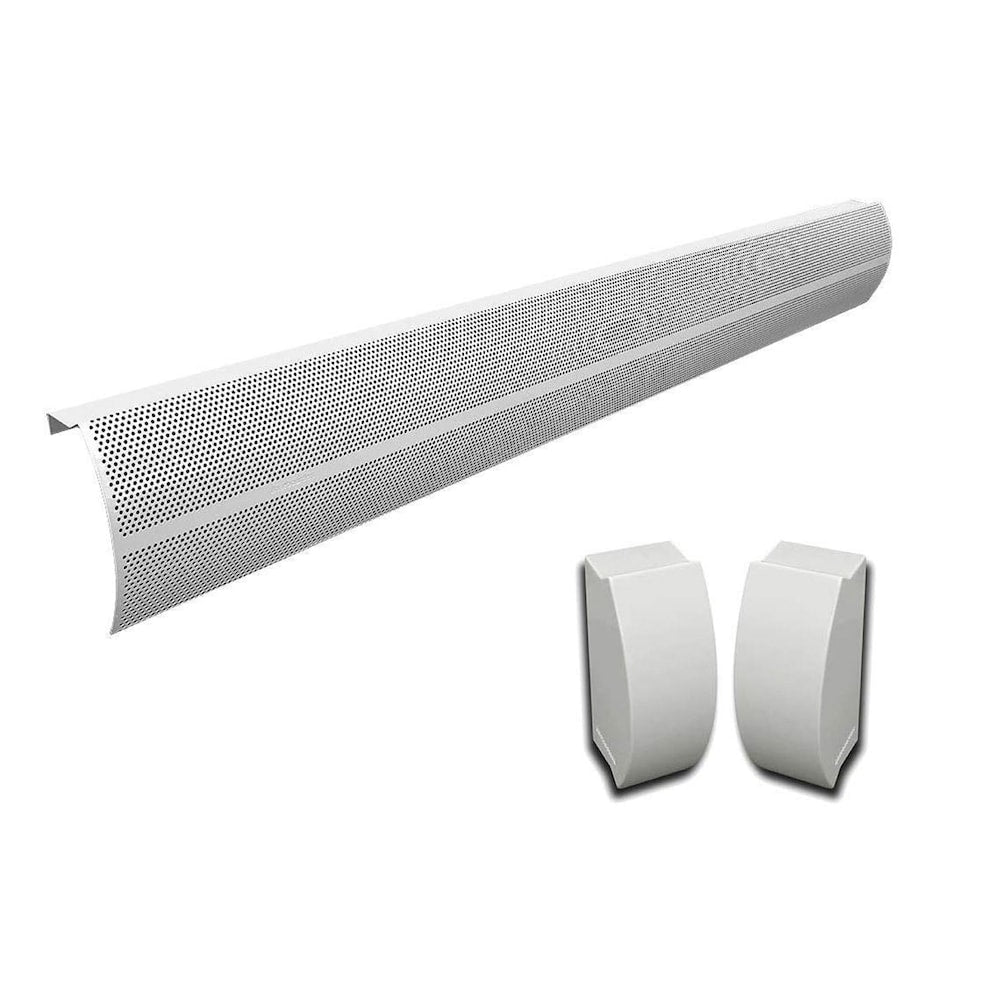 Elliptus Series 5 ft. Galvanized Steel Easy Slip-On Baseboard Heater Cover + Endcaps Bundle in White