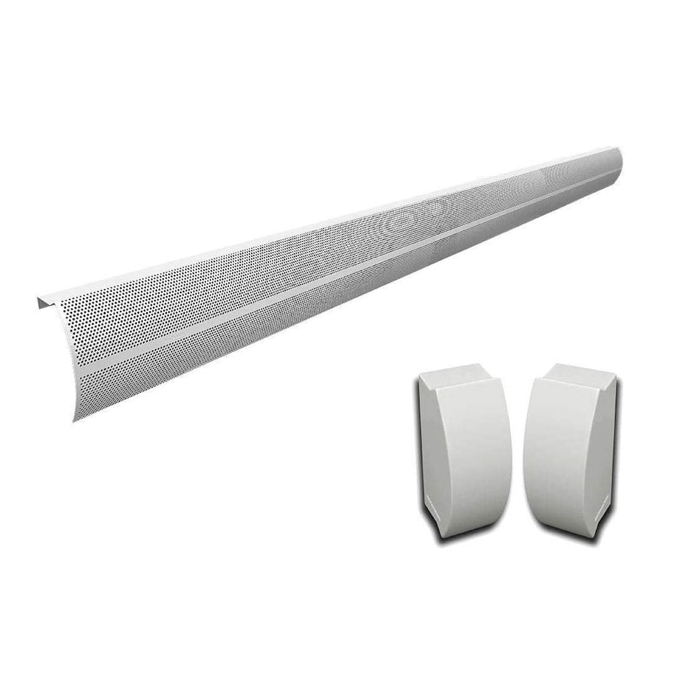 Elliptus Series 7 ft. Galvanized Steel Easy Slip-On Baseboard Heater Cover + Endcaps Bundle in White