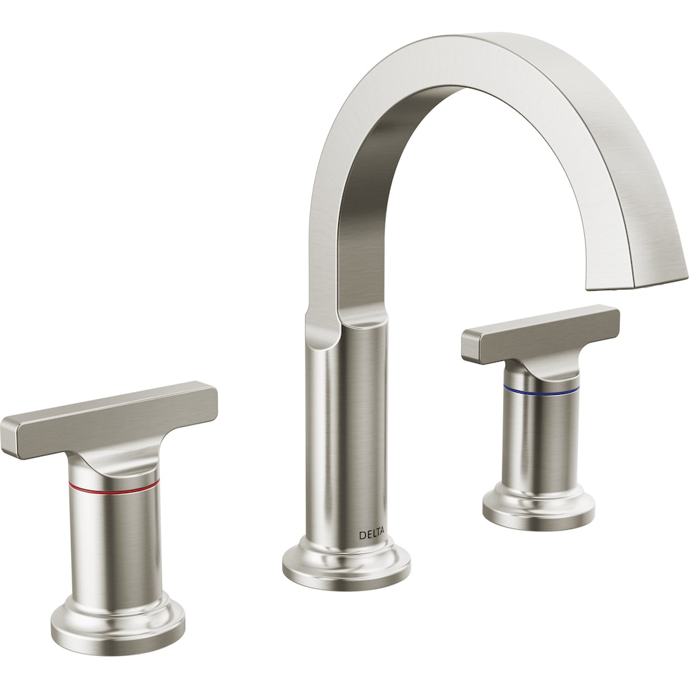 Robinet de salle de bain Tetra 4-16 po à 2 poignées et à arc élevé avec drain en métal en acier inoxydable