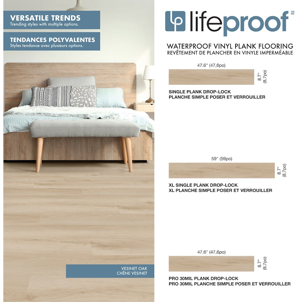 Vesinet Oak 6.5mm x 8.7 in. W x 47.6 in. L 22MIL Click Lock Waterproof Luxury Vinyl Plank Flooring (20.1 sq.ft./case)