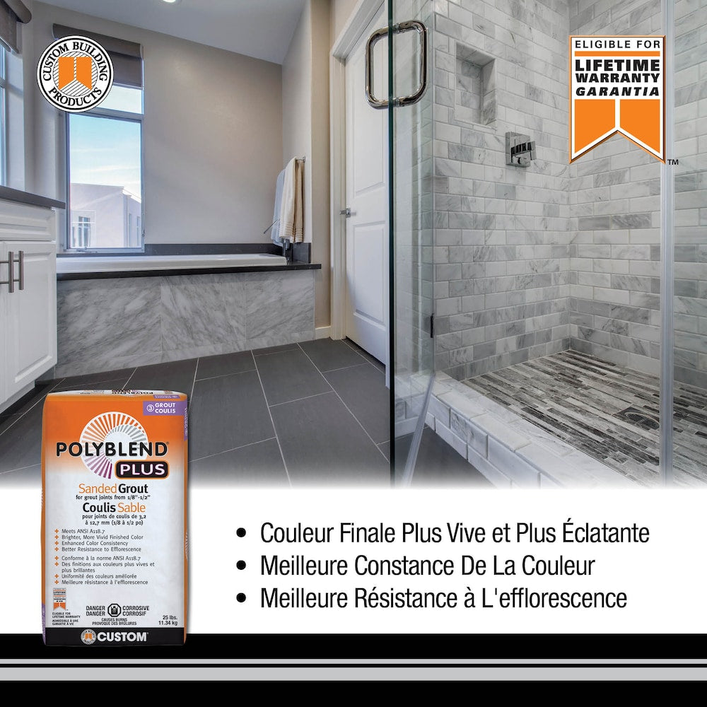 Polyblend Plus 25 lb. 60 Charcoal Sanded Enhanced Colour Grout for Interior and Exterior Locations