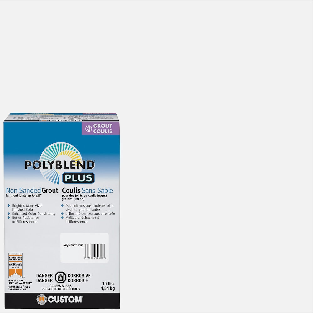 Polyblend Plus 10 lb. 641 Cool White Non-Sanded Enhanced Colour Grout for Interior and Exterior Locations