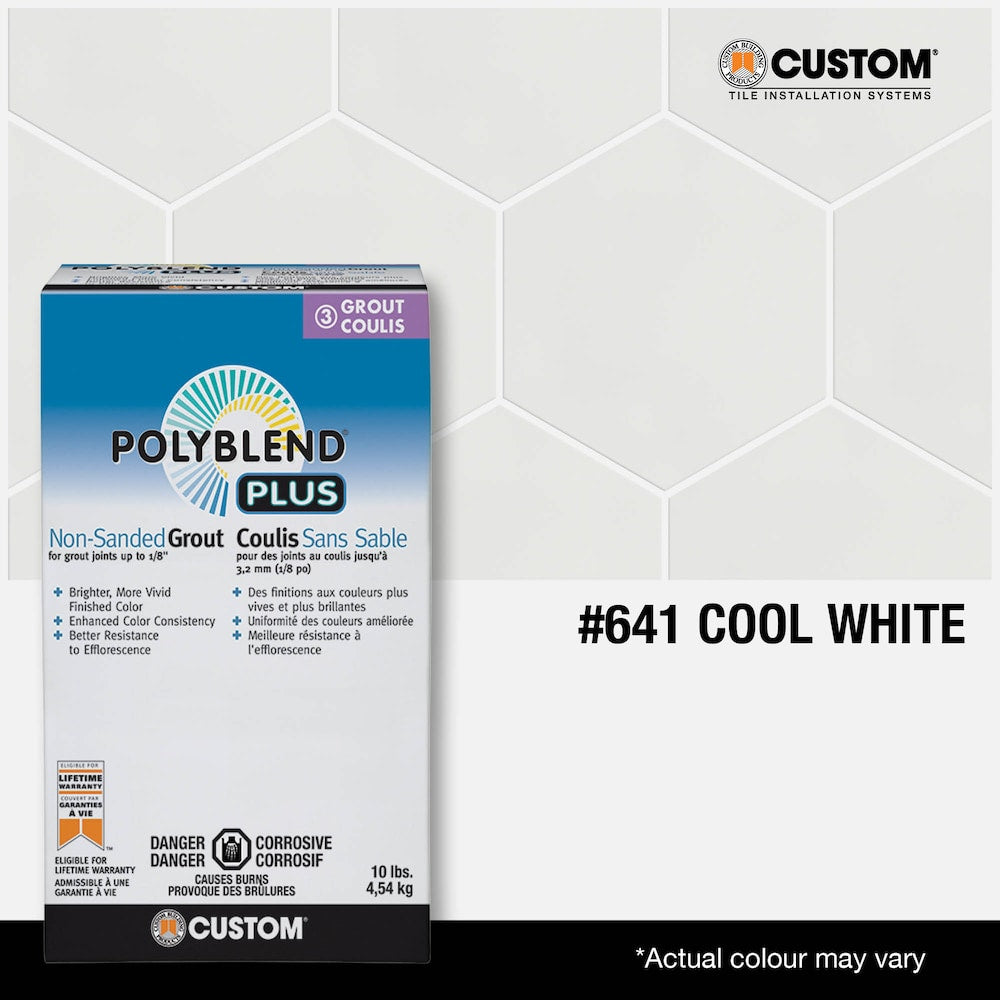 Polyblend Plus 10 lb. 641 Cool White Non-Sanded Enhanced Colour Grout for Interior and Exterior Locations