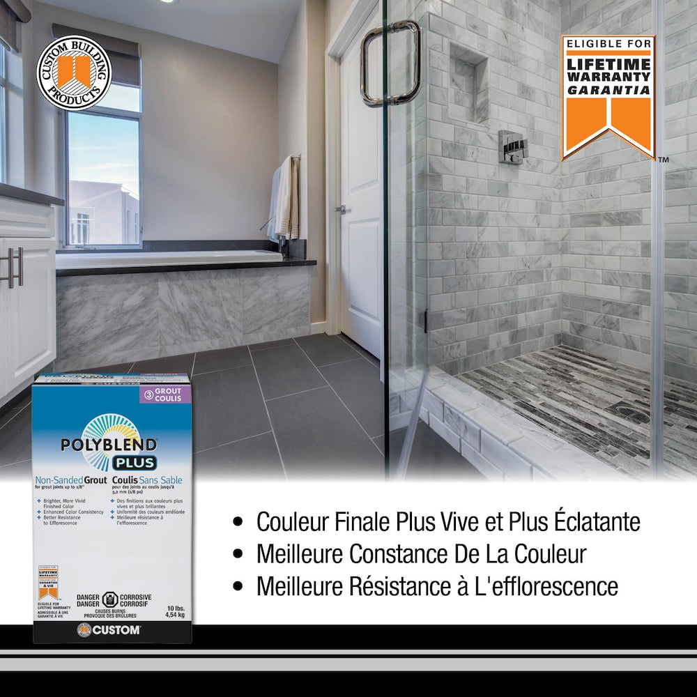 Polyblend Plus 10 lb. 641 Cool White Non-Sanded Enhanced Colour Grout for Interior and Exterior Locations