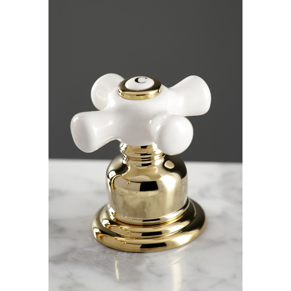 Robinet de salle de bain à 2 poignées en porcelaine American Classic de 8 pouces en laiton poli