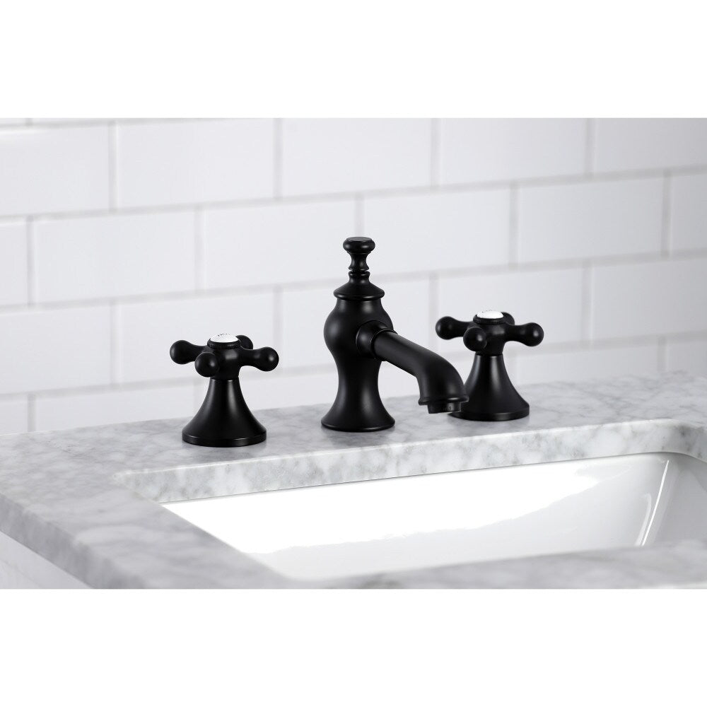 Vintage-Cross 8 inch Widespread 2-Handle Bathroom Faucet in Matte Black