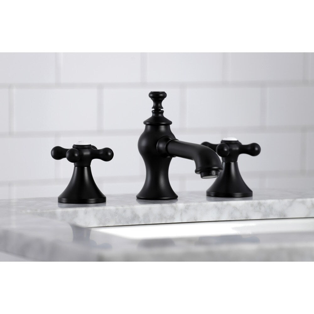 Vintage-Cross 8 inch Widespread 2-Handle Bathroom Faucet in Matte Black