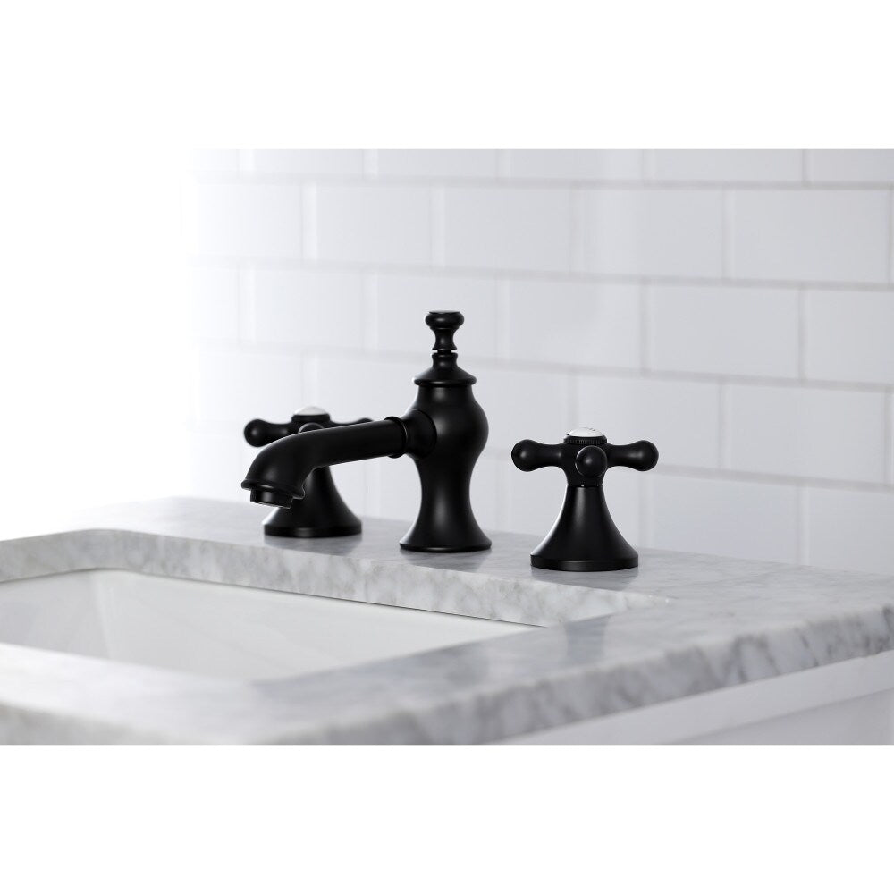 Vintage-Cross 8 inch Widespread 2-Handle Bathroom Faucet in Matte Black