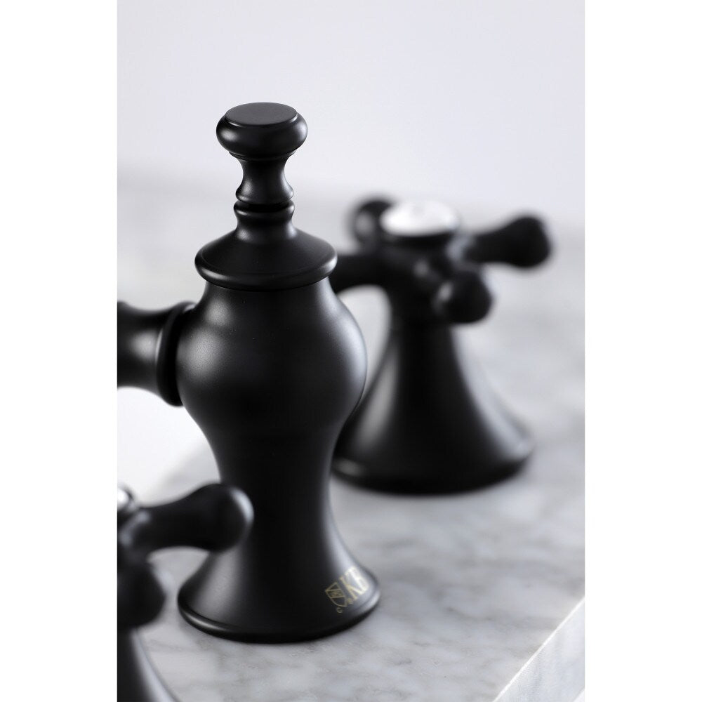 Vintage-Cross 8 inch Widespread 2-Handle Bathroom Faucet in Matte Black