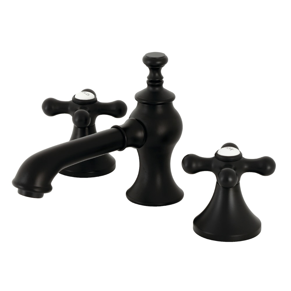 Vintage-Cross 8 inch Widespread 2-Handle Bathroom Faucet in Matte Black