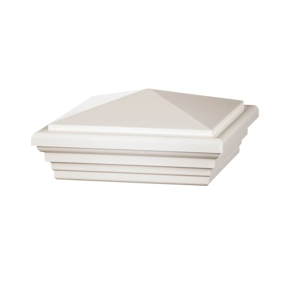 4 in. x 4 in. White Vinyl Classic Style Fence Post Cap