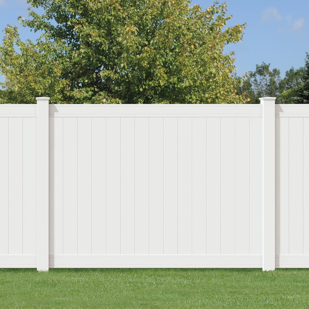 Pro Series 5 in. x 5 in. x 8 ft. White Vinyl Woodbridge Routed End Fence Post