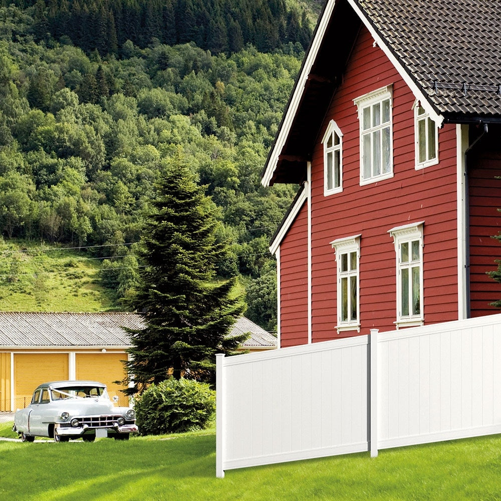 Pro Series 5 in. x 5 in. x 8 ft. White Vinyl Woodbridge Routed End Fence Post