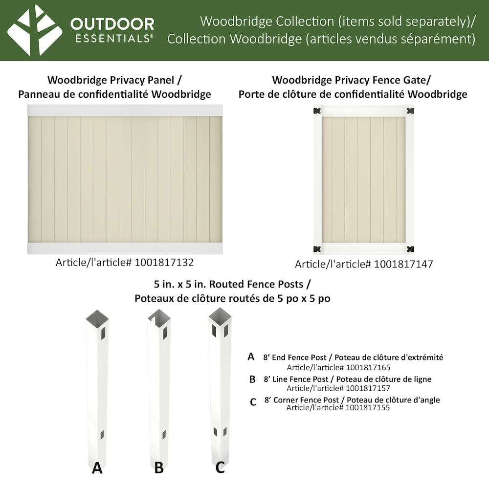 Pro Series 5 in. x 5 in. x 8 ft. White Vinyl Woodbridge Routed End Fence Post
