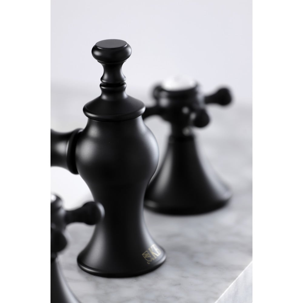 Robinet de salle de bain à 2 poignées de 8 pouces de style campagnard anglais en noir mat