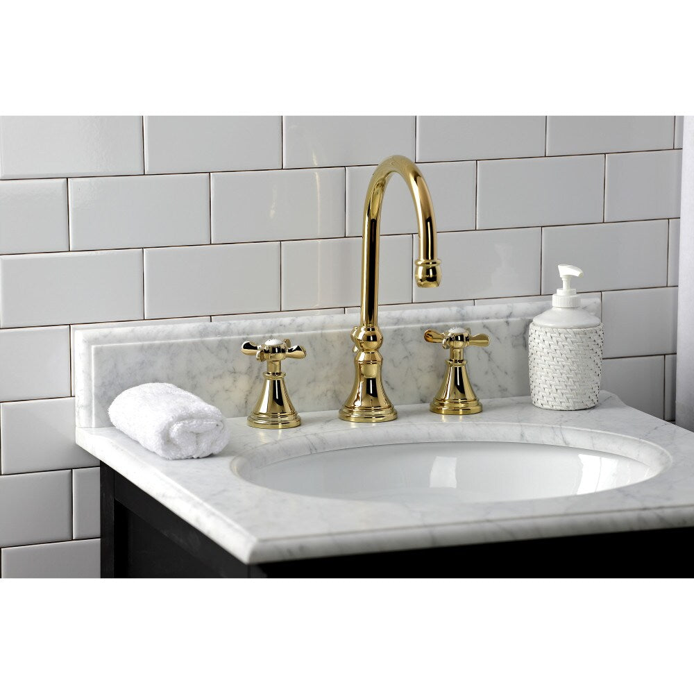 Essex 8 inch Widespread 2-Handle Bathroom Faucet in Polished Brass