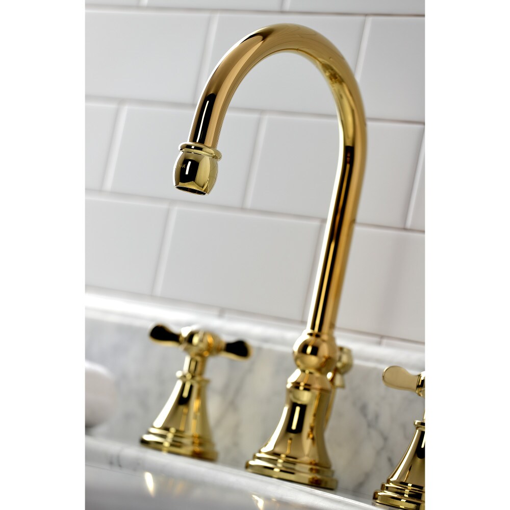 Essex 8 inch Widespread 2-Handle Bathroom Faucet in Polished Brass