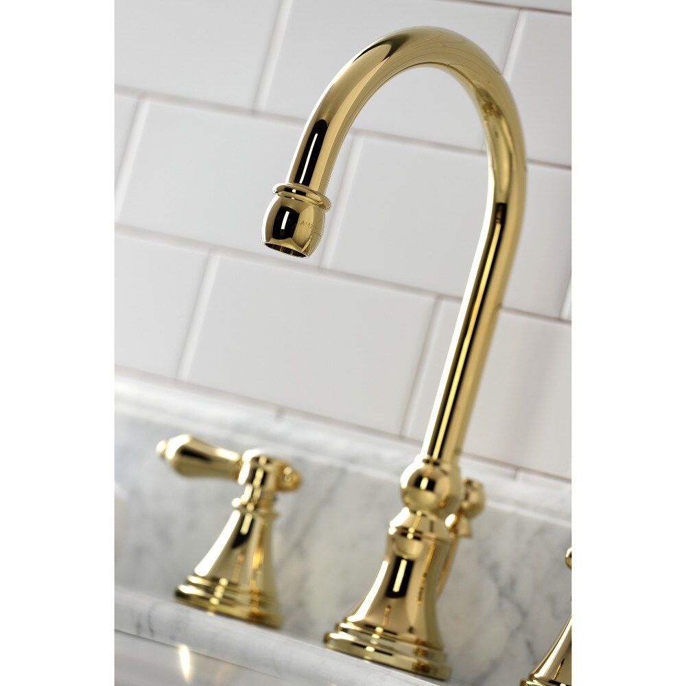 Heirloom 8 inch Widespread 2-Handle Bathroom Faucet in Polished Brass
