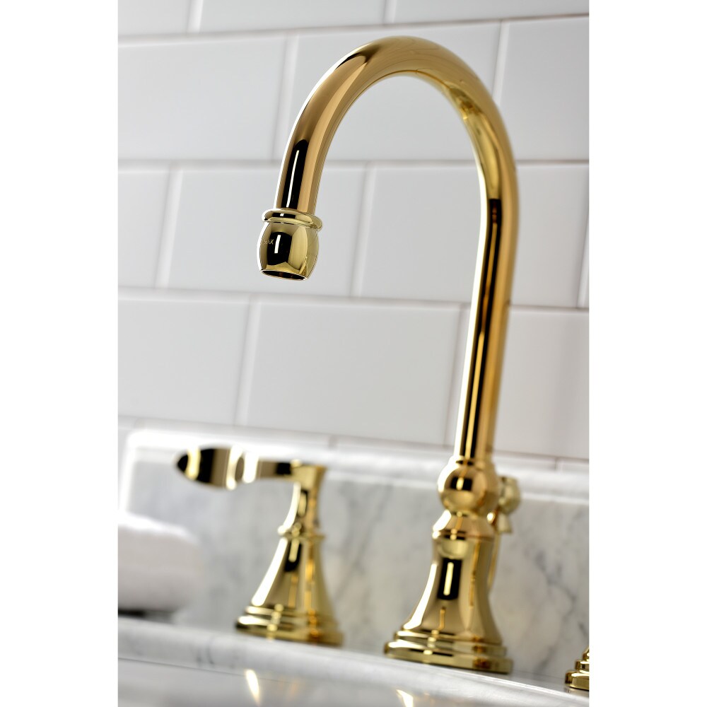 Century 8 inch Widespread 2-Handle Bathroom Faucet in Polished Brass