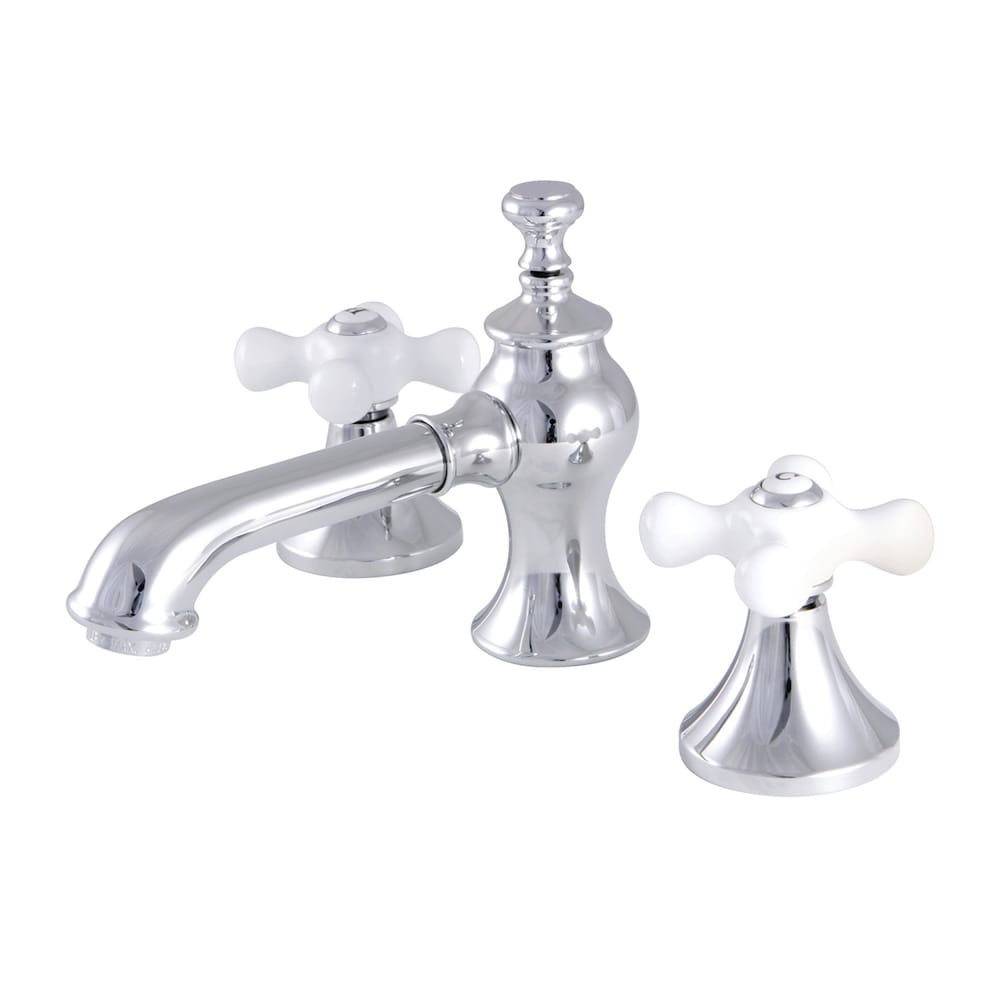 Robinet de salle de bain à 2 poignées en porcelaine vintage de 8 pouces en chrome