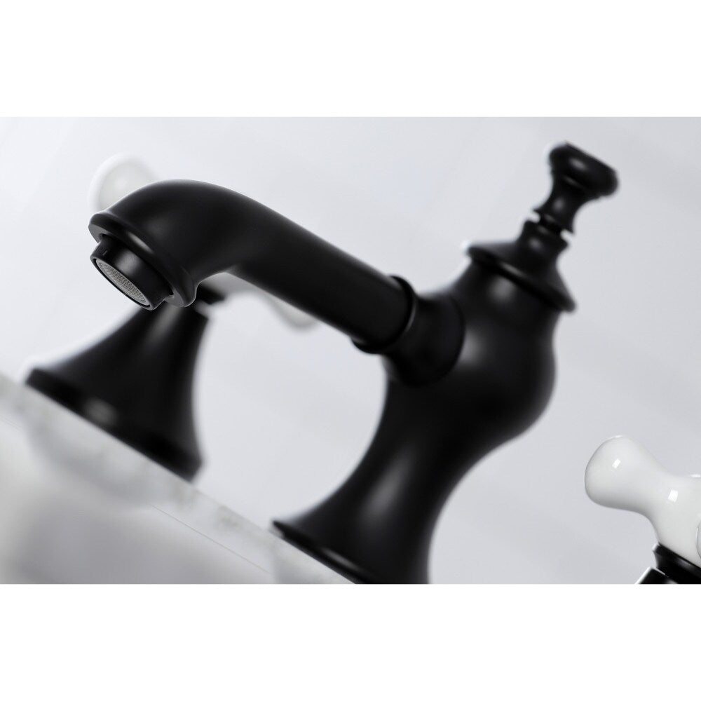 Vintage Porcelain 8 inch Widespread 2-Handle Bathroom Faucet in Matte Black