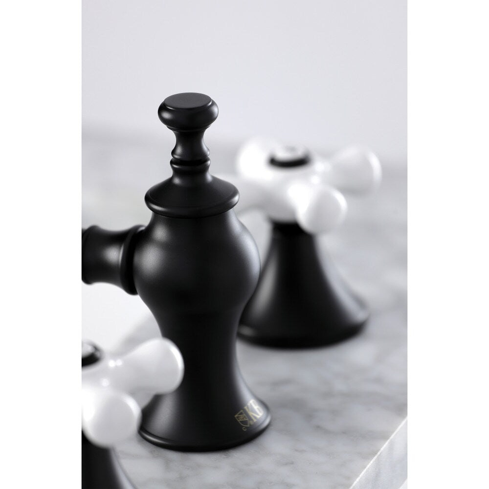 Vintage Porcelain 8 inch Widespread 2-Handle Bathroom Faucet in Matte Black
