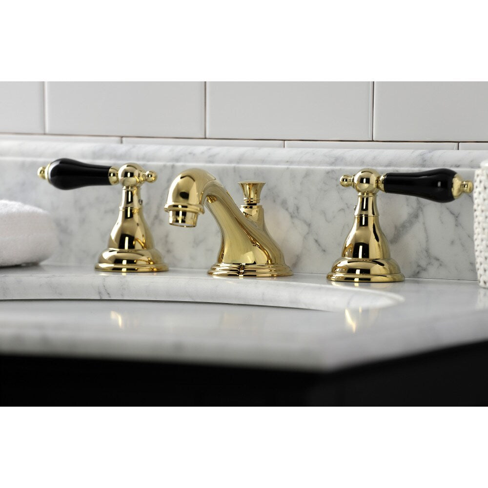Duchess Porcelain Porcelain 8 inch Widespread 2-Handle Bathroom Faucet in Polished Brass