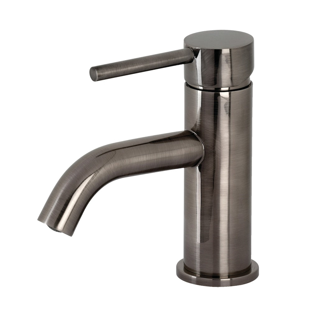 Robinet de salle de bain à poignée unique Concord avec poussoir escamotable en acier inoxydable noir