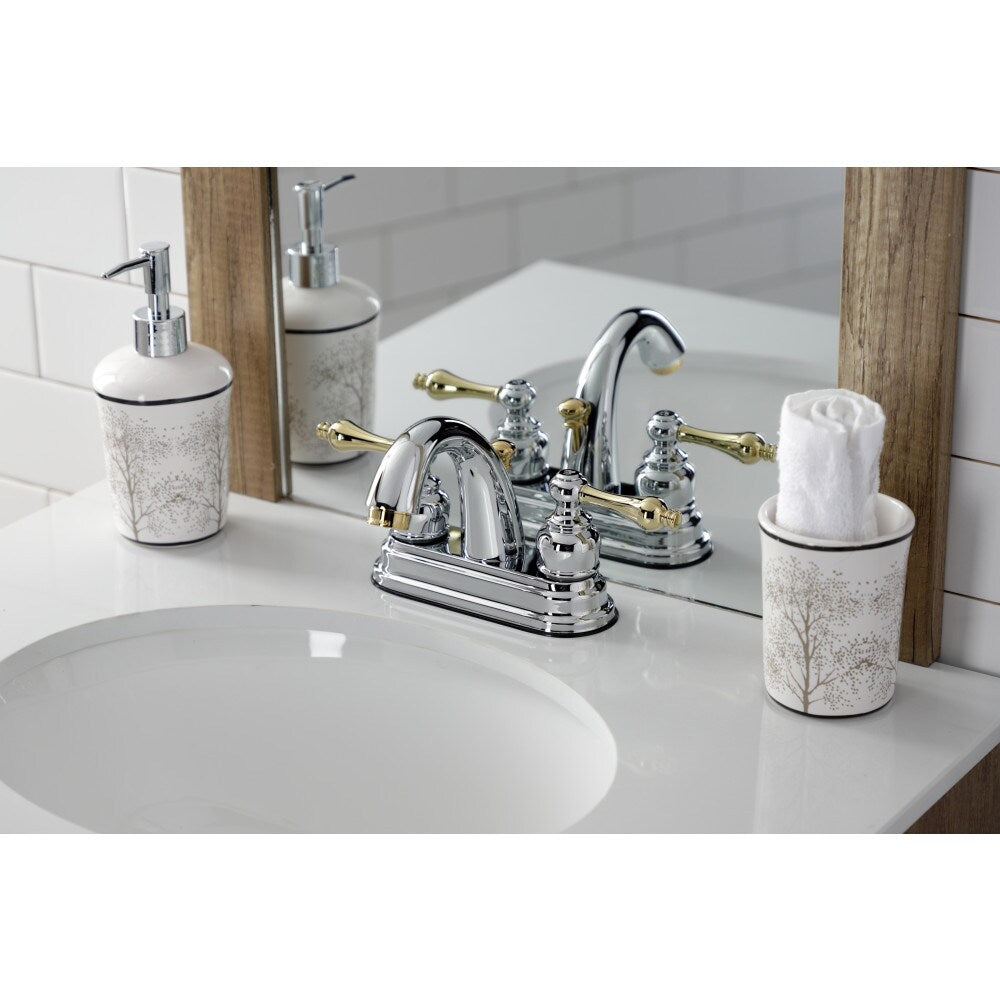 Robinet de salle de bain à double poignée central Restoration de 4 pouces en chrome poli/laiton poli